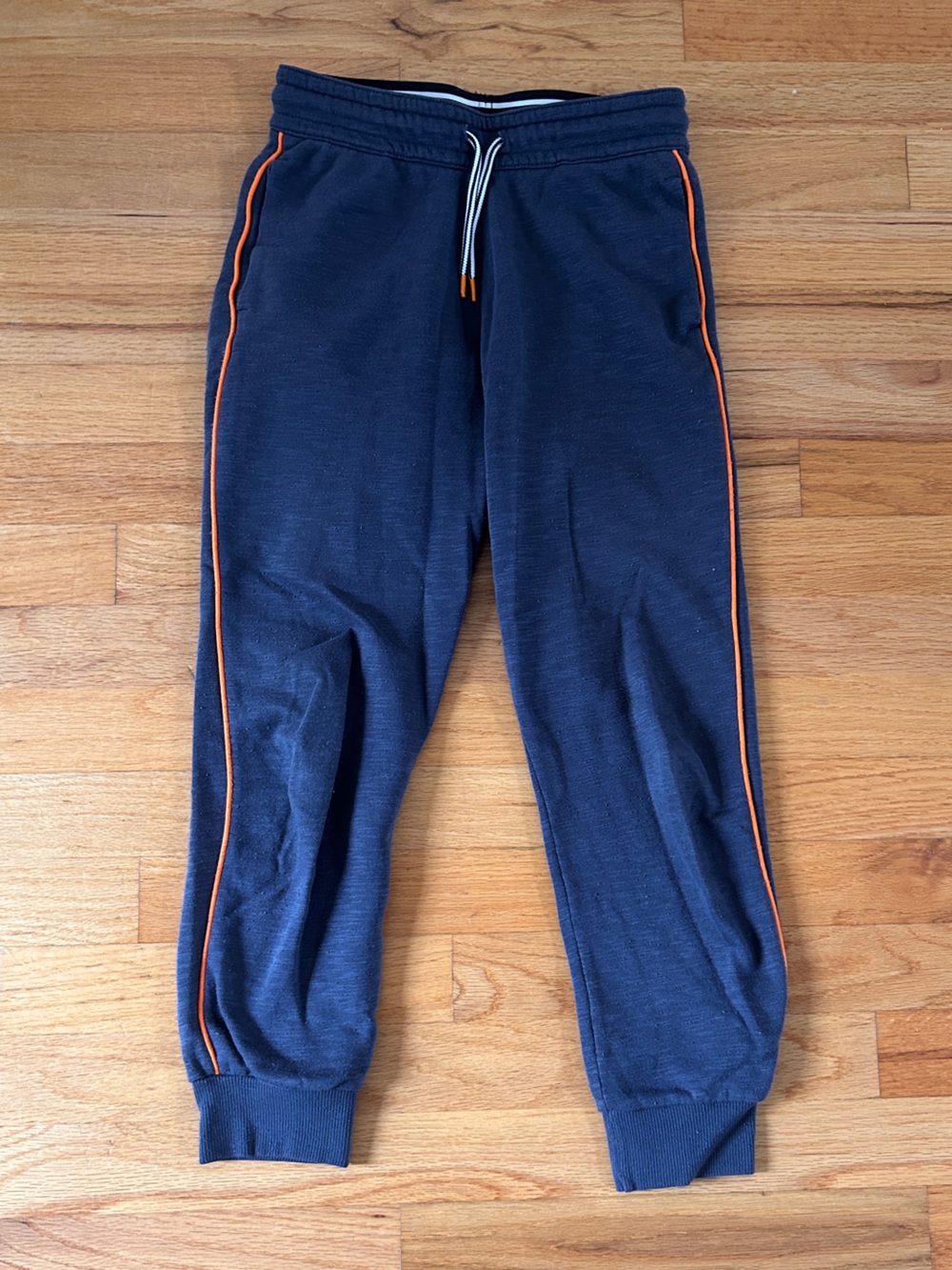 Kids Navy Jogger Pants with Orange Stripe